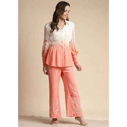 SAKSHI KHETTERPAL Peach Ombre Elasticated Co-Ord (Set of 2)