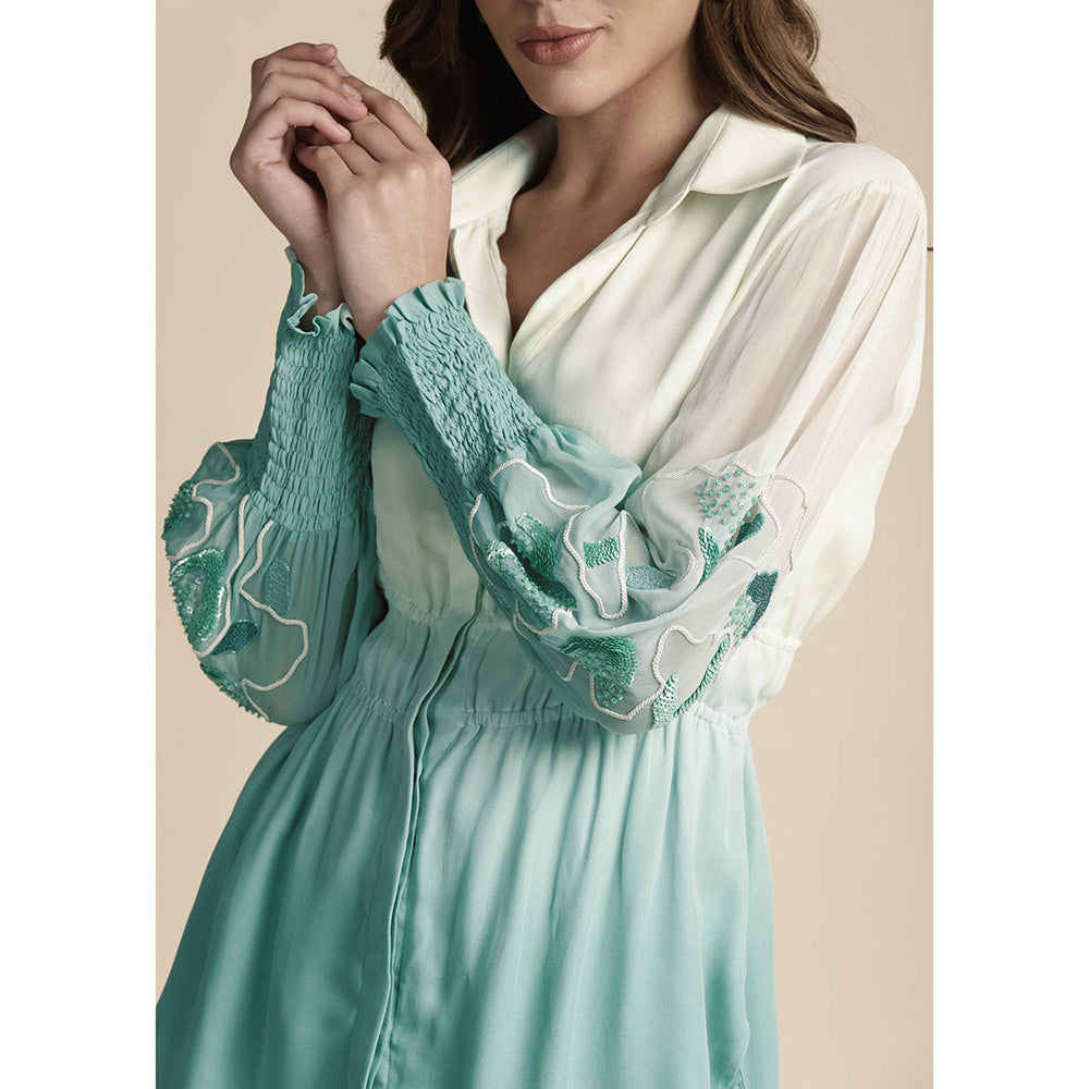 SAKSHI KHETTERPAL Mint Green Ombre Elasticated Co-Ord (Set of 2)