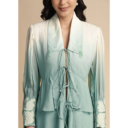 SAKSHI KHETTERPAL Mint Green Ombre Tie Up Co-Ord (Set of 2)