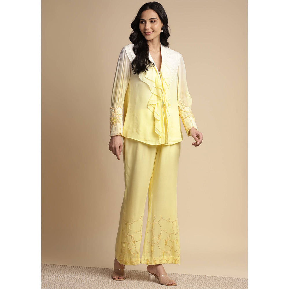 SAKSHI KHETTERPAL Sunshine Ombre Ruffle Tie-Up Co-Ord (Set of 2)