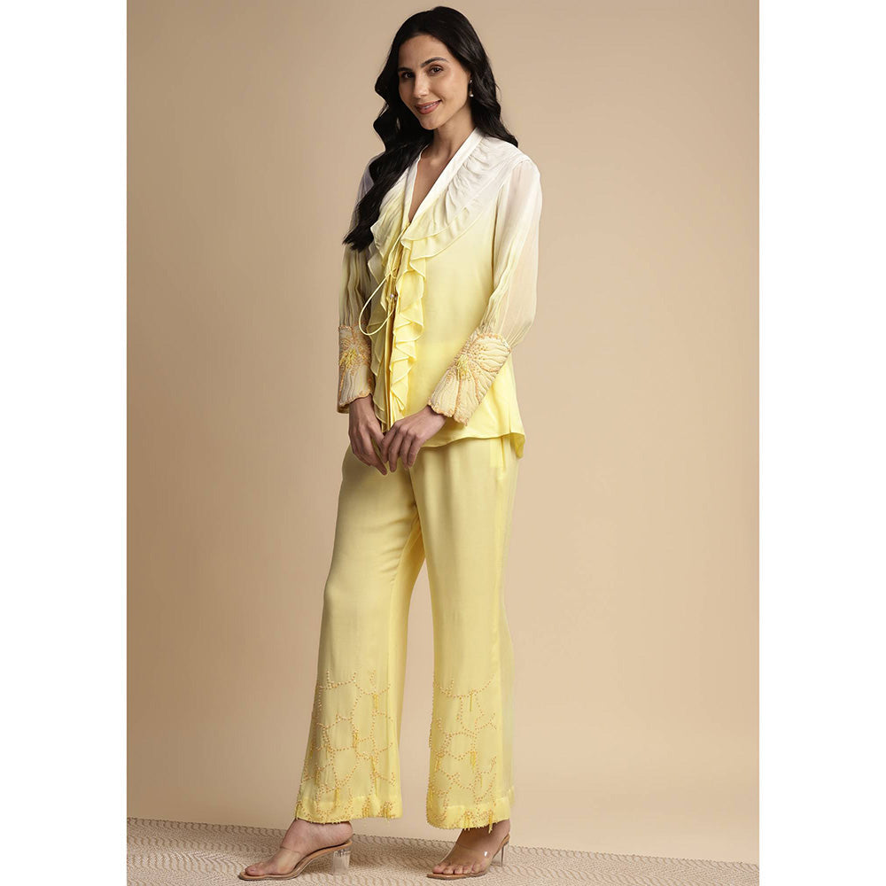SAKSHI KHETTERPAL Sunshine Ombre Ruffle Tie-Up Co-Ord (Set of 2)