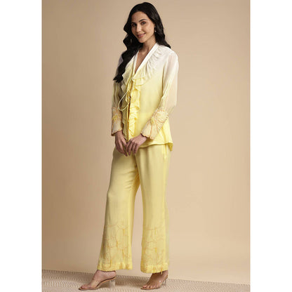 SAKSHI KHETTERPAL Sunshine Ombre Ruffle Tie-Up Co-Ord (Set of 2)
