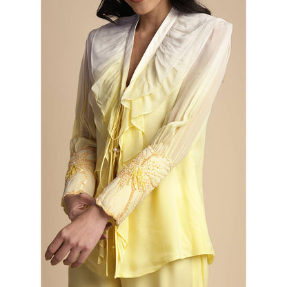SAKSHI KHETTERPAL Sunshine Ombre Ruffle Tie-Up Co-Ord (Set of 2)