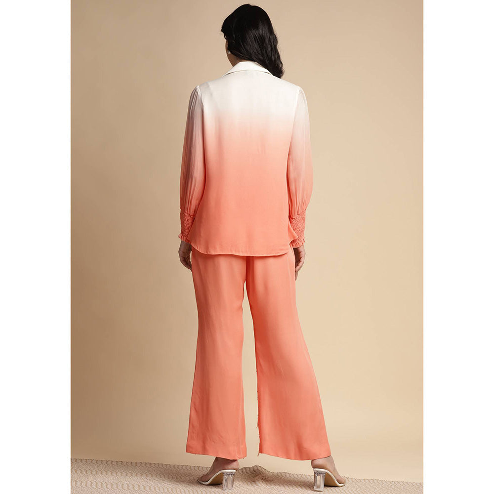 SAKSHI KHETTERPAL Peach Ombre One Side Sequined Embroidered Co-Ord (Set of 2)