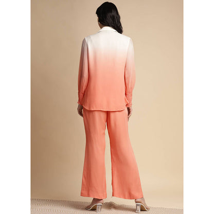 SAKSHI KHETTERPAL Peach Ombre One Side Sequined Embroidered Co-Ord (Set of 2)