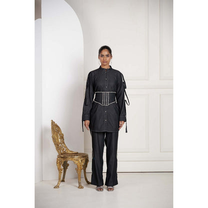 SAKSHI G CHAWLA Black Emma Shirt with Pant and Belt