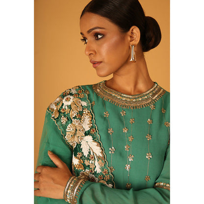 Saksham & Neharicka Heena Sharara In Georgette with Kurta and Dupatta (Set of 3)