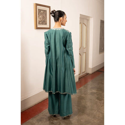 Saksham & Neharicka Green Top with Pant and Jacket (Set of 3)