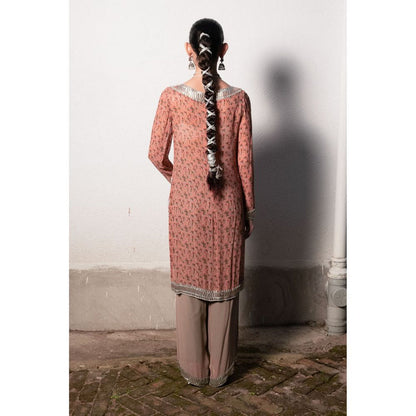 Saksham & Neharicka Blush Pink Printed & Embroidered Kurta with Palazzo (Set of 2)