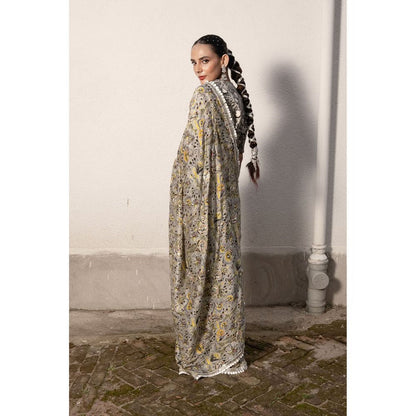 Saksham & Neharicka Grey Printed Saree with Stitched Blouse