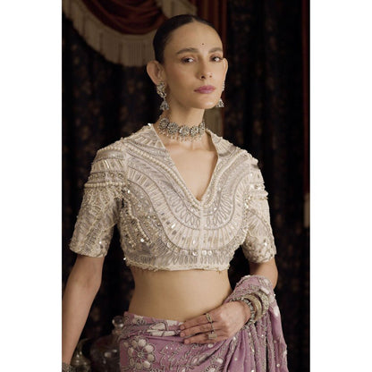 Saksham & Neharicka Embroidered White Stitched Blouse