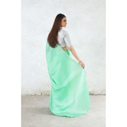Saksham & Neharicka Green Bortil Bill Saree with Unstitched Blouse