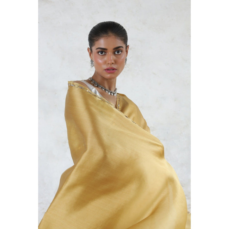 Saksham & Neharicka Brown Indrani Saree with Unstitched Blouse