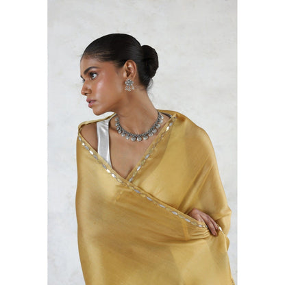 Saksham & Neharicka Brown Indrani Saree with Unstitched Blouse