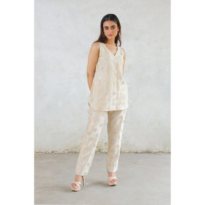 Saksham & Neharicka Beige Rupa Co-Ord (Set of 2)