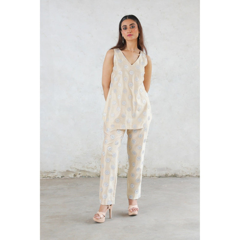 Saksham & Neharicka Beige Rupa Top