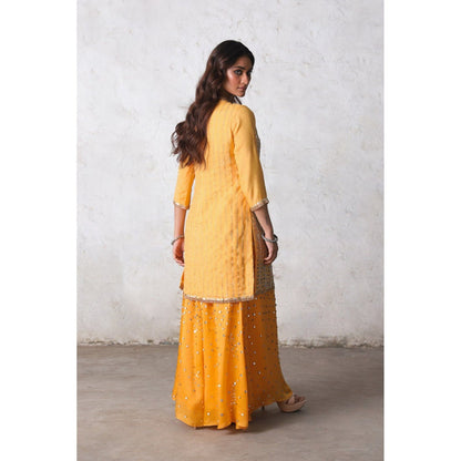 Saksham & Neharicka Yellow Suryamukhi Kurta with Palazzo and Dupatta (Set of 3)