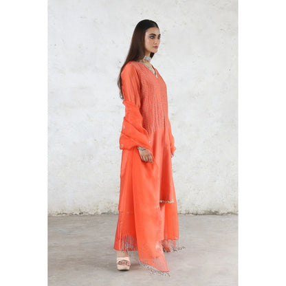 Saksham & Neharicka Orange Laalima Kurta with Palazzo and Dupatta (Set of 3)