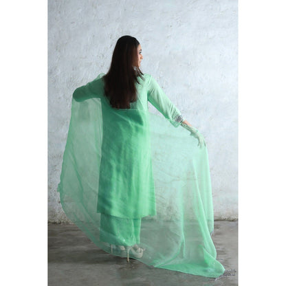 Saksham & Neharicka Green Urmi Kurta with Palazzo and Dupatta (Set of 3)