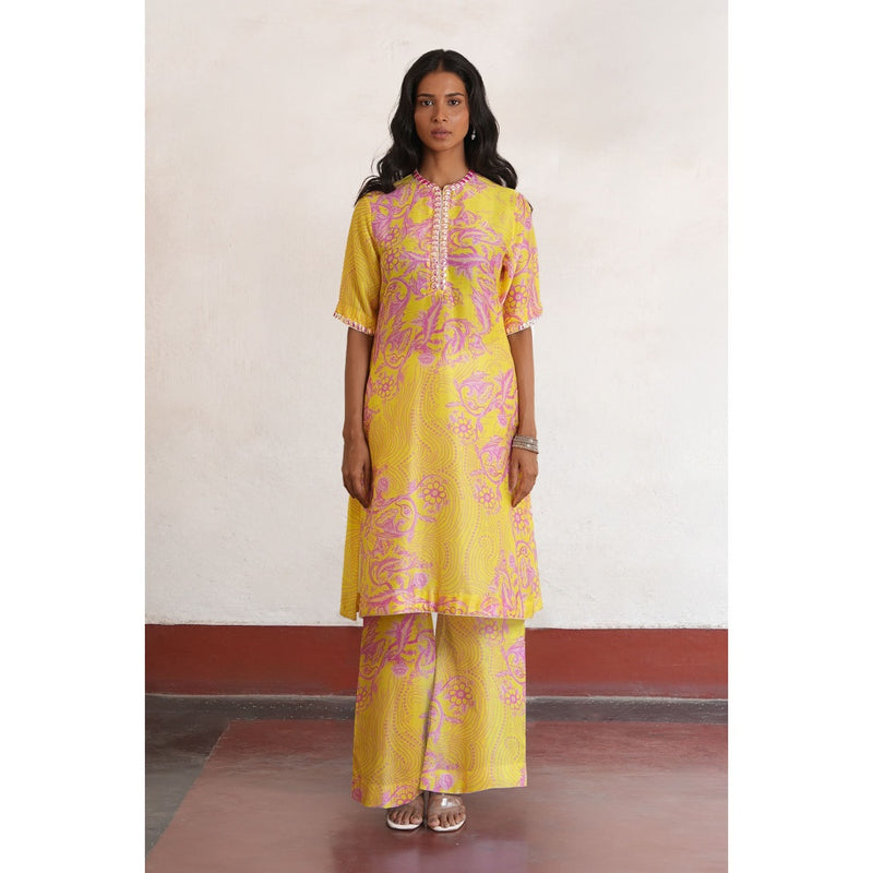 Saksham & Neharicka Yellow Shrija Kurta