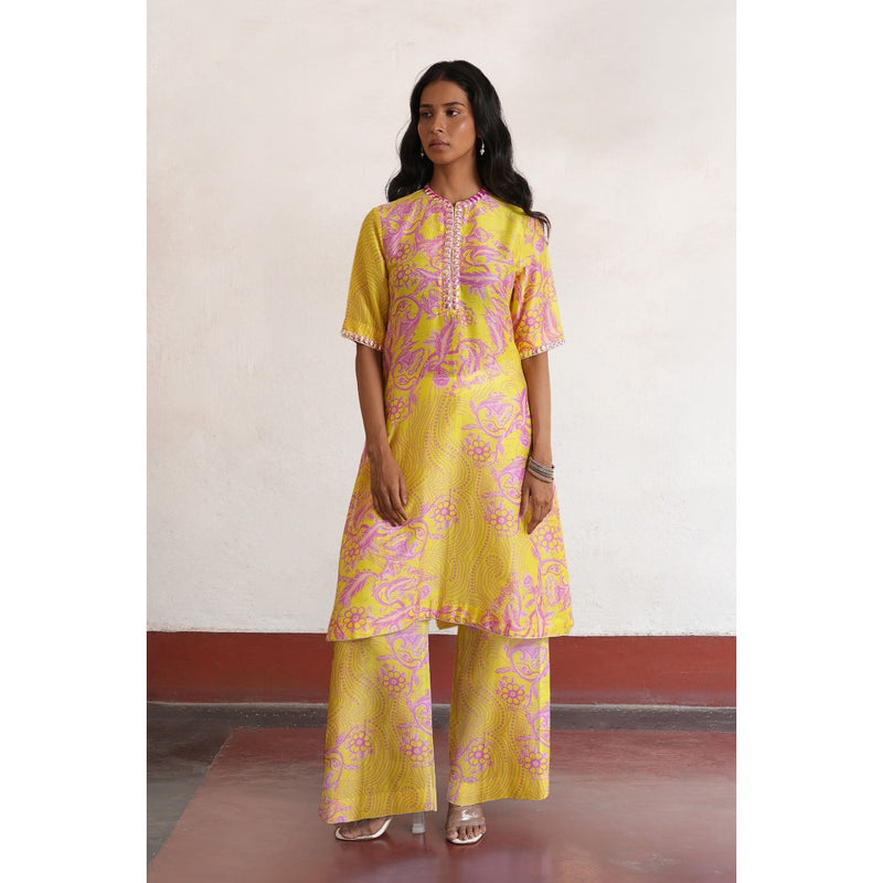 Saksham & Neharicka Yellow Shrija Kurta