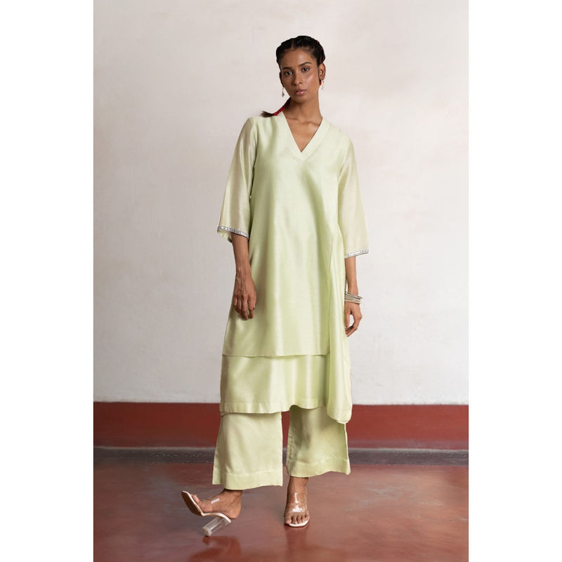 Saksham & Neharicka Green Jyoti Kurta with Pant (Set of 2)