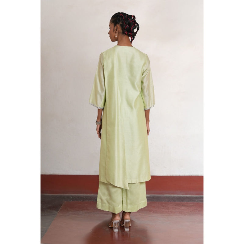 Saksham & Neharicka Green Jyoti Kurta with Pant (Set of 2)