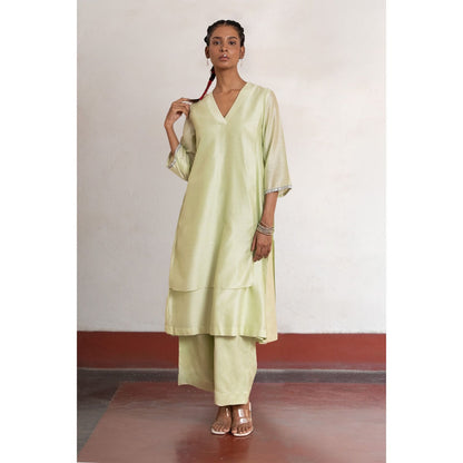 Saksham & Neharicka Green Jyoti Kurta with Pant (Set of 2)