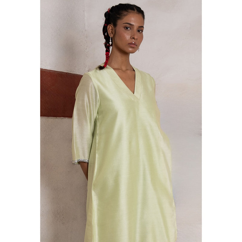 Saksham & Neharicka Green Jyoti Kurta with Pant (Set of 2)