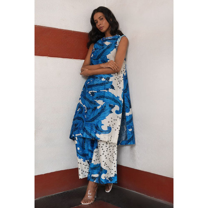 Saksham & Neharicka Blue Gunjana Kurta with Pant (Set of 2)