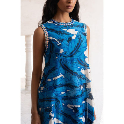 Saksham & Neharicka Blue Gunjana Kurta