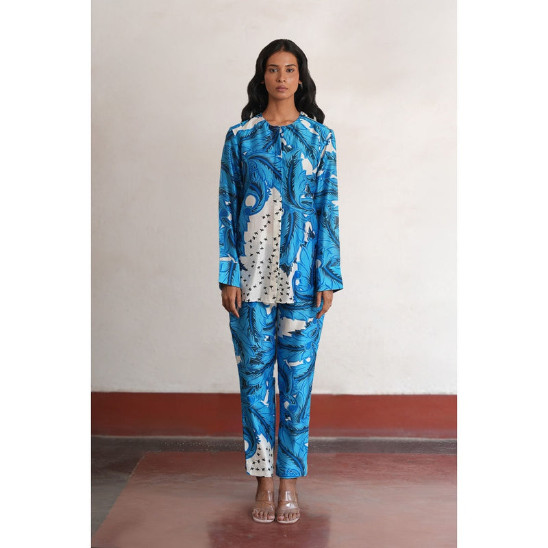 Saksham & Neharicka Blue Jagulia Co-Ord (Set of 2)