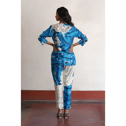 Saksham & Neharicka Blue Jagulia Co-Ord (Set of 2)