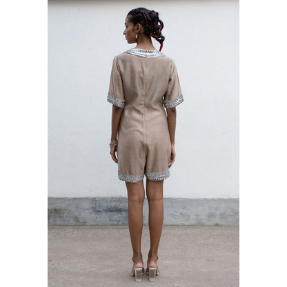 Saksham & Neharicka Brown Maati Playsuit