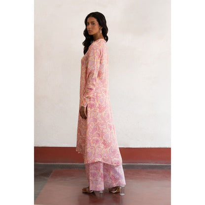 Saksham & Neharicka Pink Sewli Kurta with Palazzo (Set of 2)