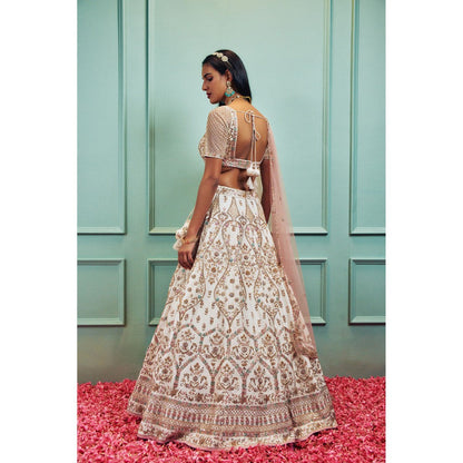 SAMMOHI BY MOKSHA & HIRAL Ivory Silk Lehenga With Stitched Blouse And Dupatta (Set of 3)
