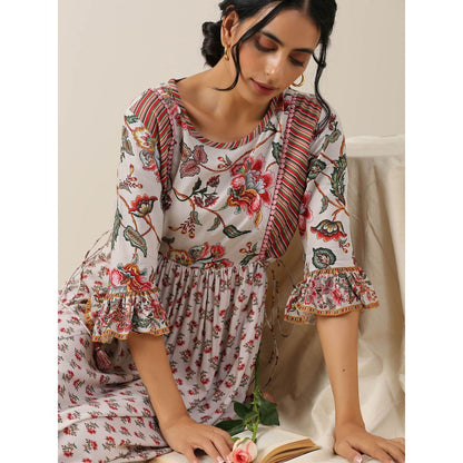 Samvrih Off White Floral Dress