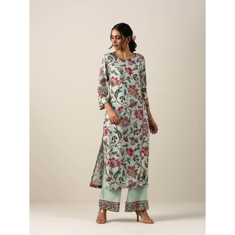 Samvrih Green Jaal Kurta with Pant and Dupatta (Set of 3)