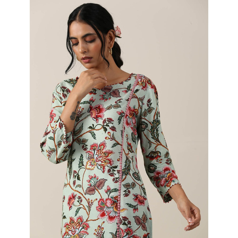 Samvrih Green Jaal Kurta with Pant and Dupatta (Set of 3)