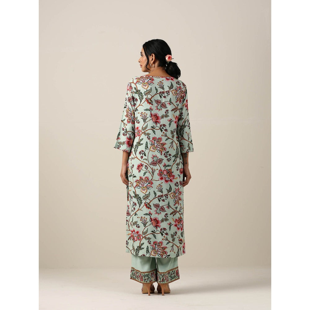 Samvrih Green Jaal Kurta with Pant and Dupatta (Set of 3)