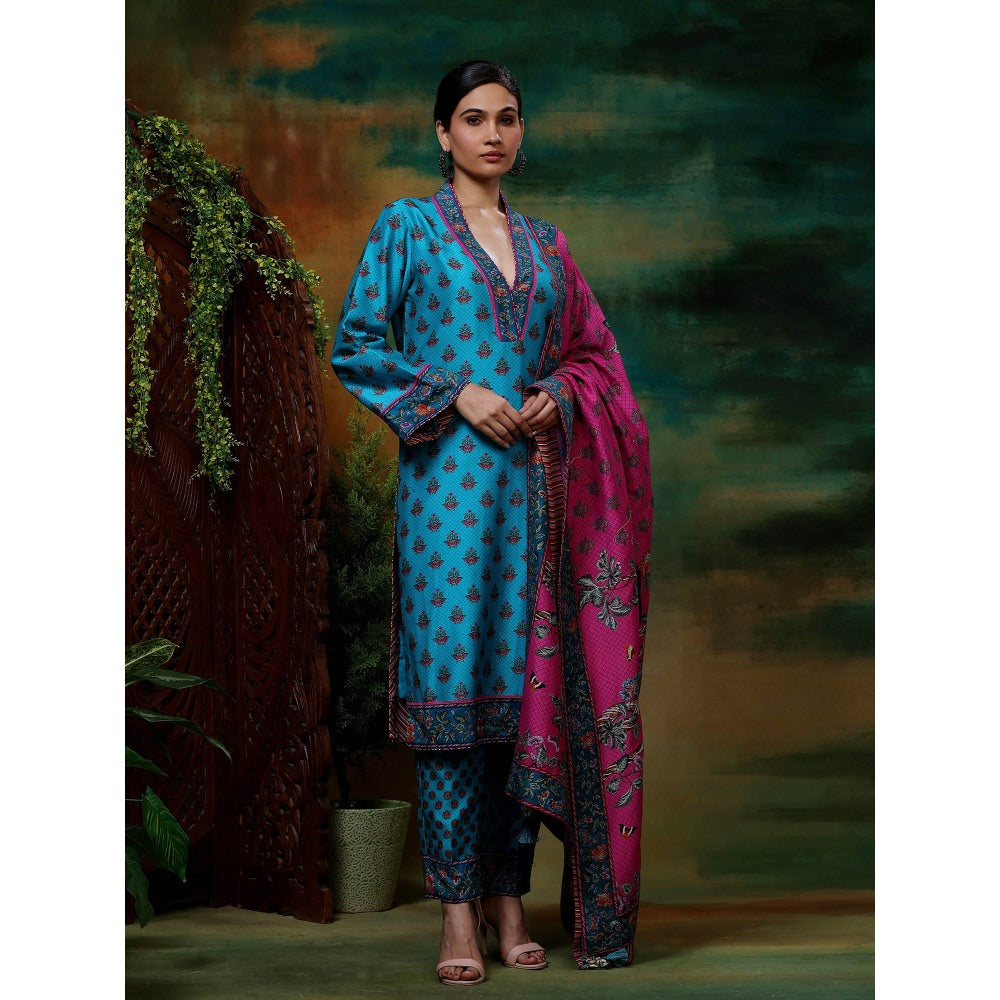 Samvrih Blue Neelam Kurta with Pant and Dupatta (Set of 3)