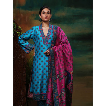 Samvrih Blue Neelam Kurta with Pant and Dupatta (Set of 3)