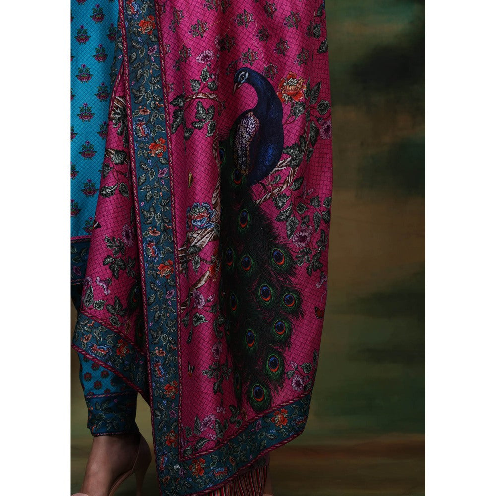 Samvrih Blue Neelam Kurta with Pant and Dupatta (Set of 3)