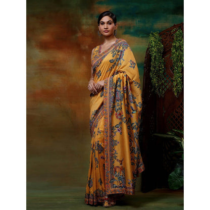 Samvrih Yellow Swarn Hiran Saree with Stitched Blouse