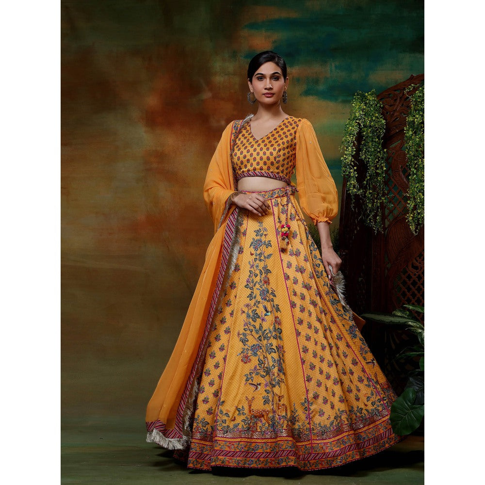 Samvrih Yellow Swarn Hiran Lehenga with Blouse and Dupatta (Set of 3)