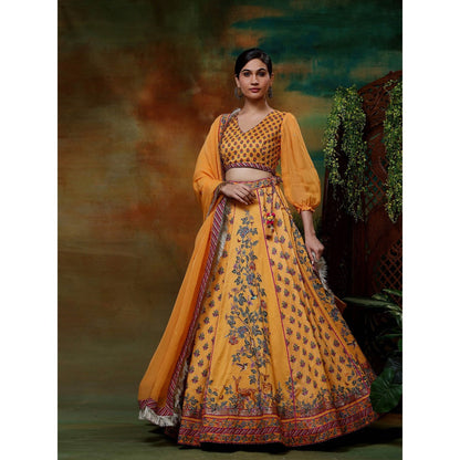 Samvrih Yellow Swarn Hiran Lehenga with Blouse and Dupatta (Set of 3)
