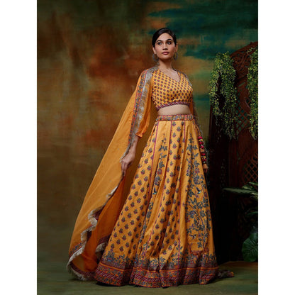 Samvrih Yellow Swarn Hiran Lehenga with Blouse and Dupatta (Set of 3)