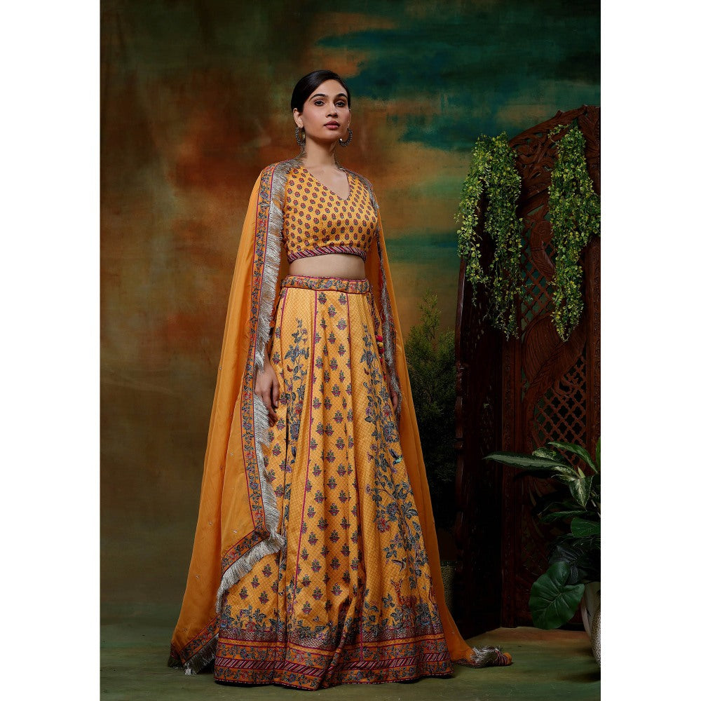 Samvrih Yellow Swarn Hiran Lehenga with Blouse and Dupatta (Set of 3)