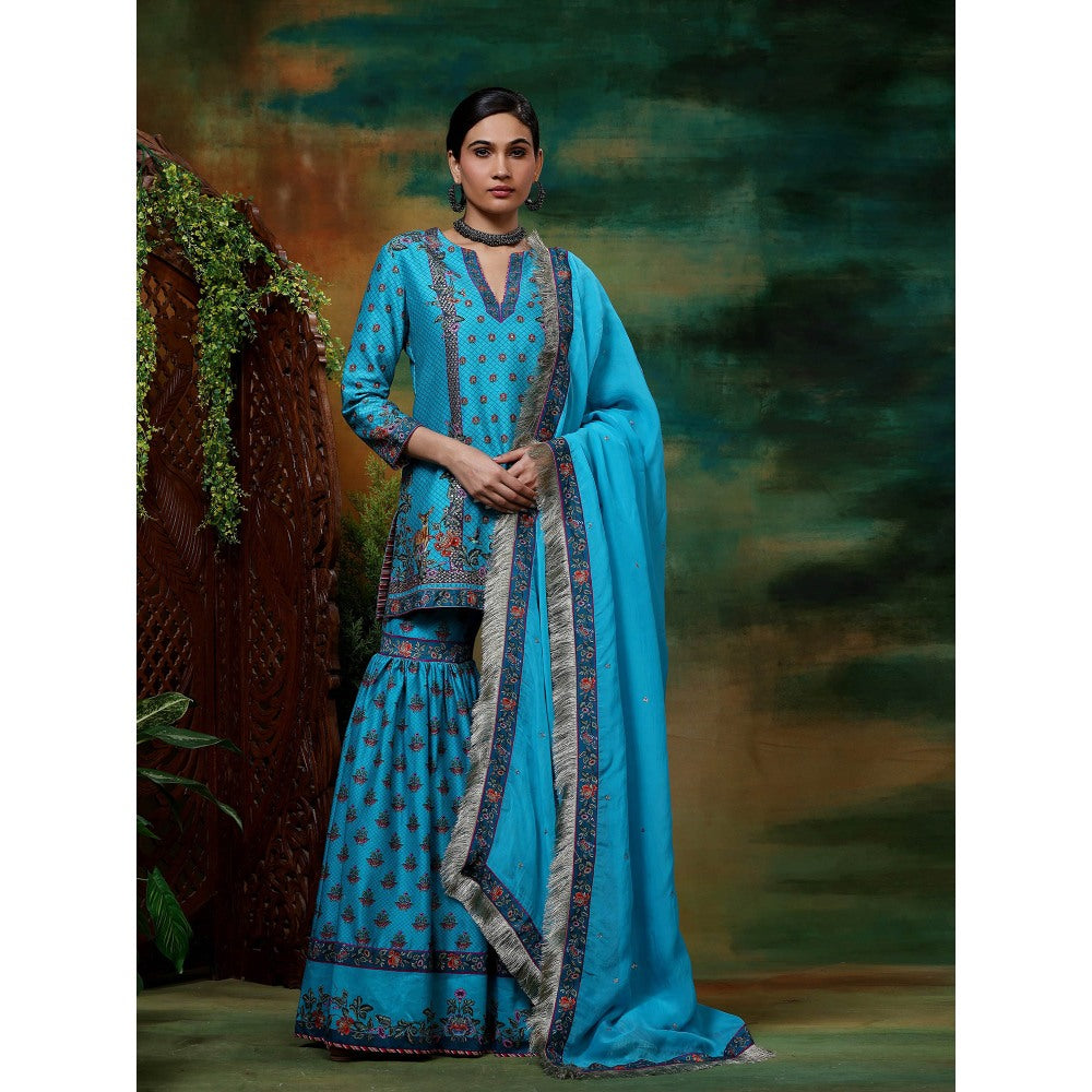 Samvrih Blue Neel Sitara Sharara with Kurta and Dupatta (Set of 3)