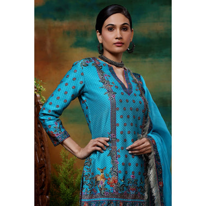 Samvrih Blue Neel Sitara Sharara with Kurta and Dupatta (Set of 3)